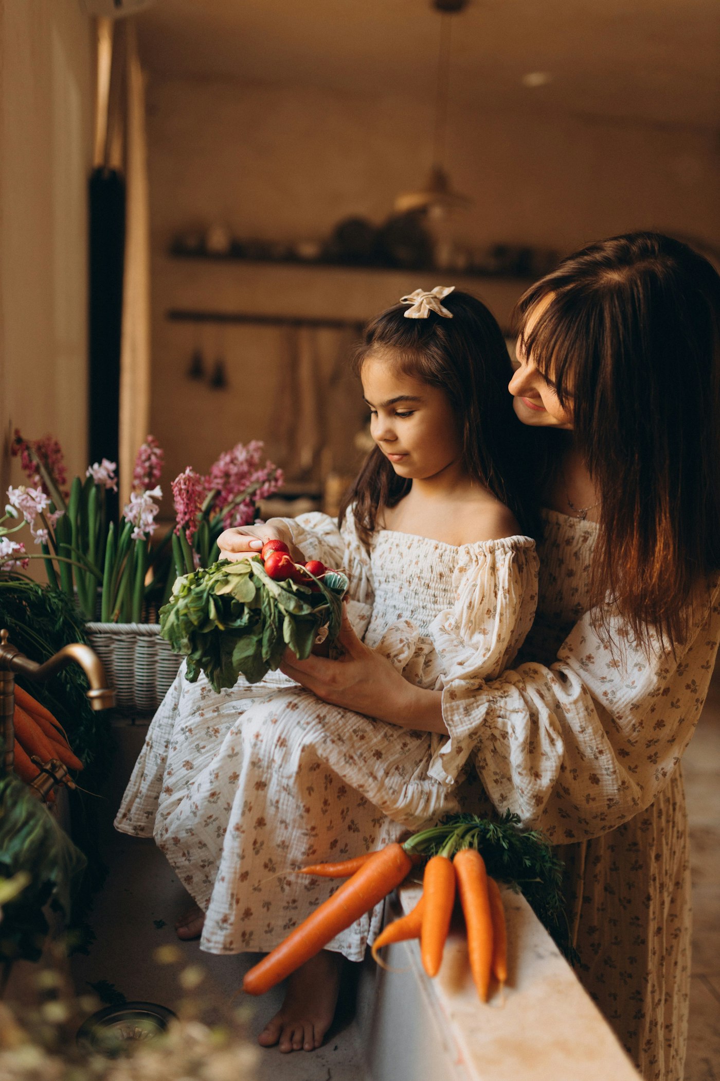 A parent and child at home, sharing a calm everyday moment